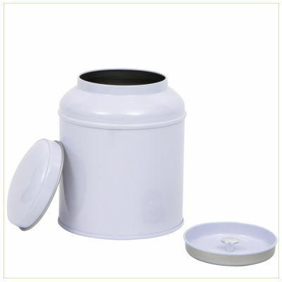 Rond blik met deksel en binnendeksel groot|  wit - circa 200 gram