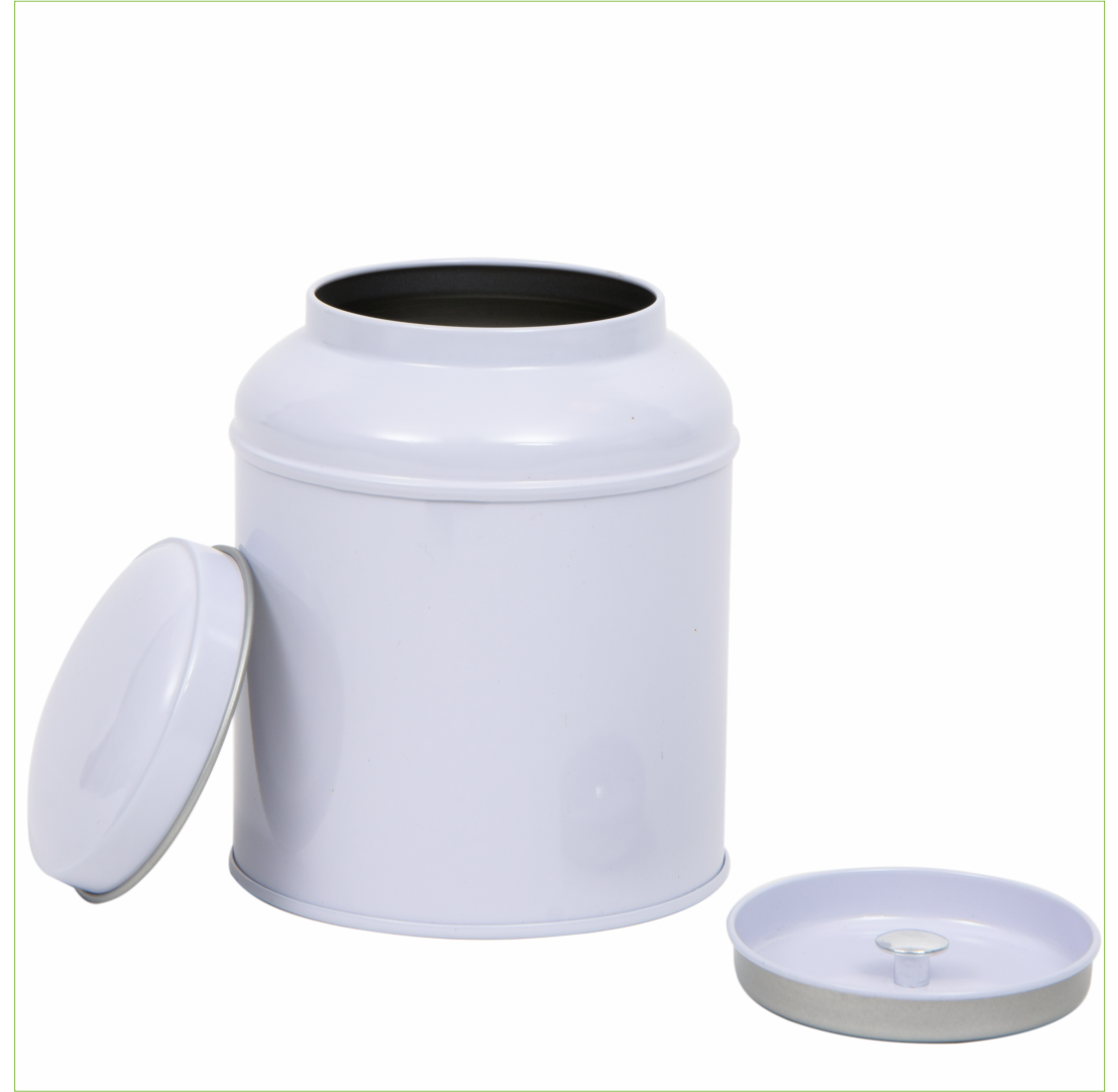 Zinn mit Deckel und innerer Abdeckung. Groß | Weiß - ca. 200 Gramm