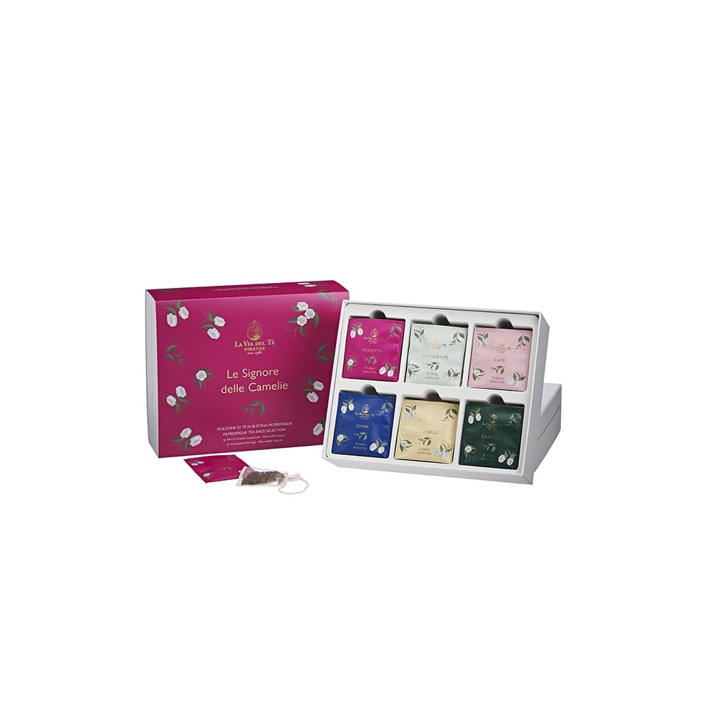 Theecadeau Geschenkdoos Camelie Donkerroze
