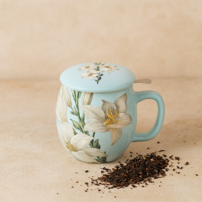 Il mondo del te - TheeMok Hellblau mit Blumendruck
