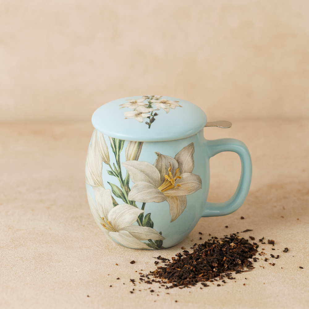 Il mondo del te - TheeMok Hellblau mit Blumendruck