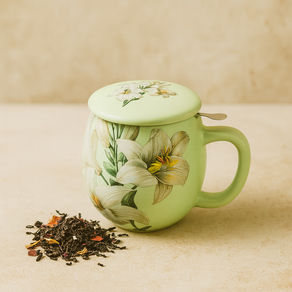 Il Mondo del Te - Theemok lichtgroen met bloemenprint