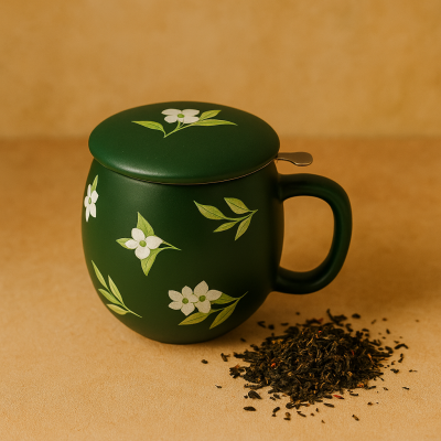 Il mondo del te - Theemok groen met bloemenprint