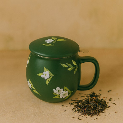 Il mondo del te - Theemok groen met bloemenprint