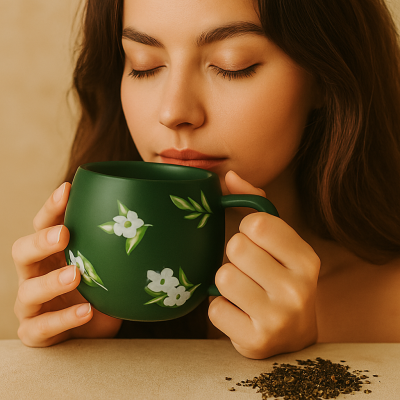 Il mondo del te - Theemok groen met bloemenprint
