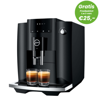 JURA E4 Piano Black € 739,- en gratis proefpakket nu scherp geprijsd