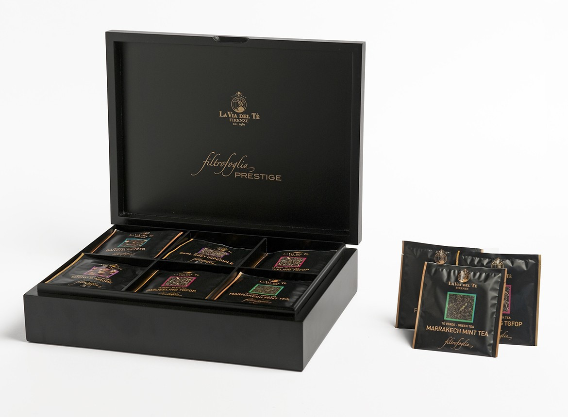 Teebox 6 Fächer schwarz